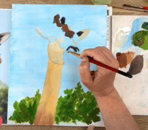 Gouache painting giraffe