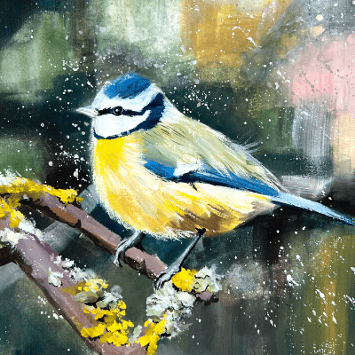 Blue bird gouache painting tutorial