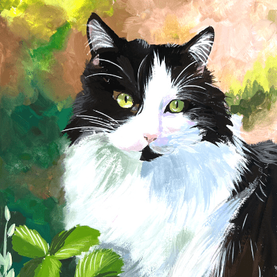 Cat portrait gouache painting tutorial