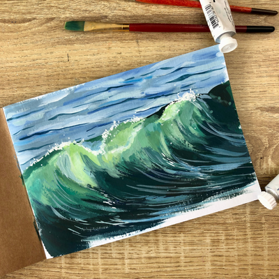 Gouache painting seascape
