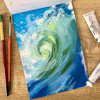 Gouache painting seascape